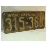 1935  Wisconsin License Plate