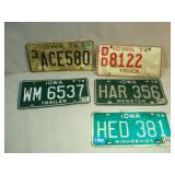 Five IOWA License Plates