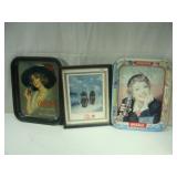 Two Coca Cola Serving Trays & Image - No Side text