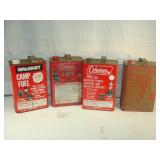 Three COLEMAN and 1 WALMART Camp Fuel Cans