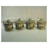 Four Greenish Cheese Crocks