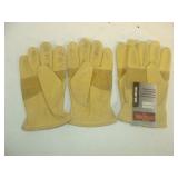 Two Pair of Cowhide Work Gloves Large