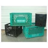 Milk Crates and Scott Towel Dispenser