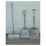 Two Aluminum Scoop and SNow Shovel