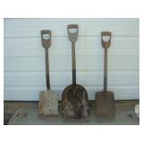 Three Wooden Handled Shovels