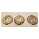 Three Silver Quarters - 64,64, and 60
