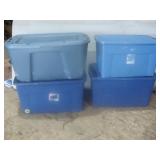 Four Large Blue Totes