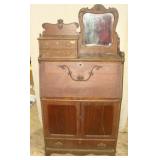 Antique Secretary with Handy Drawers & Mirror