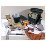 Pail of Garden Tools and Drill or Heat Gun check