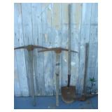 Spade with Worn Handle and 3 Pick
