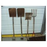 Three Squared Nosed SHovels and Potato Fork