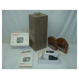 Camera, Bookends and File Box