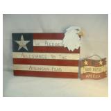 Two Wooden USA Flag Signs