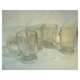 Four Clear Glass Mugs