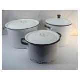 WHite Enamel with Black Trim