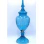 Large Vintage 31" Blue Cut Glass Whiskey Dispenser