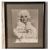 Phyllis Diller autographed framed picture