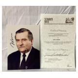 Lech Walesa autographed the 7 x 5 photo