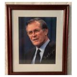 Donald Rumsfield autographed frame picture