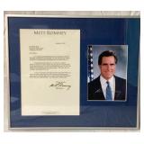 Mitt Romney signed letter and photo