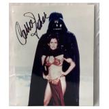 Carrie Fisher with Darth Vader autographed 8 x 10