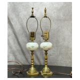 Pair of antique vanity lamps brass 19 inch