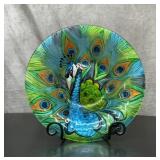 Large glass peacock bowl  13