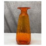 BLENKO MID-CENTURY, MODERN ORANGE CRACKLE GLASS