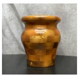 Handcrafted, large wooden vase planter