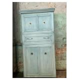 Fuax finished 1 door cabinet, green wash