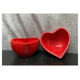 2 red heart shaped bowls 7