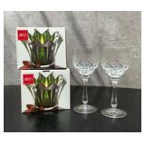 2 Mikasa crystal wine stems, votives