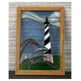 Stain glass window lighthouse 28 x 19