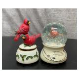 Cardinals music boxes, snow globe Bradford