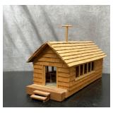 Handmade wooden church lighted 16 x8x6
