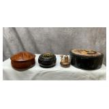 Four trinket boxes, 2 Russian