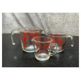 3 Pyrex measuring cups 2 & 1 cups