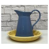 Blue pitcher, vintage pie plate 11