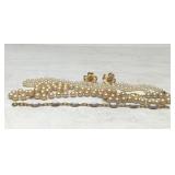 VTG Trifari earrings, Cameo Bracelet, 2 sets of