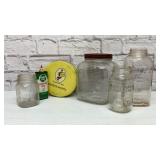 Assorted antique jars and tins