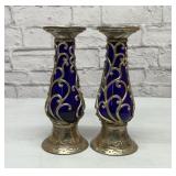 2 cobalt candlesticks 10