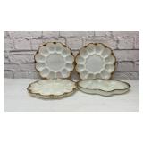 3 egg plates, relish tray 11