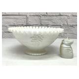 Milk, glass, grape bowl, Limoges piggy jam jar