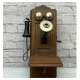 Antique oak crank wall phone 1900s
