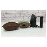 3 antique sad irons