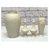 2 LENOX VASES, SALT/PEPPER SHAKERS
