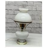 Antique milk, glass, hobnail lamp