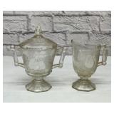Jeanette glass Baltimore, pear creamer, sugar bowl