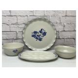 Pfaltzgraff platter, egg tray, bowls 13