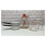 VTG Sealtest milk bottle, Pyrex, Enamelware